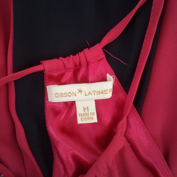 NWT Gibson Latimer Pink Black Colorblock Dress The West End M - Picture 5 of 11